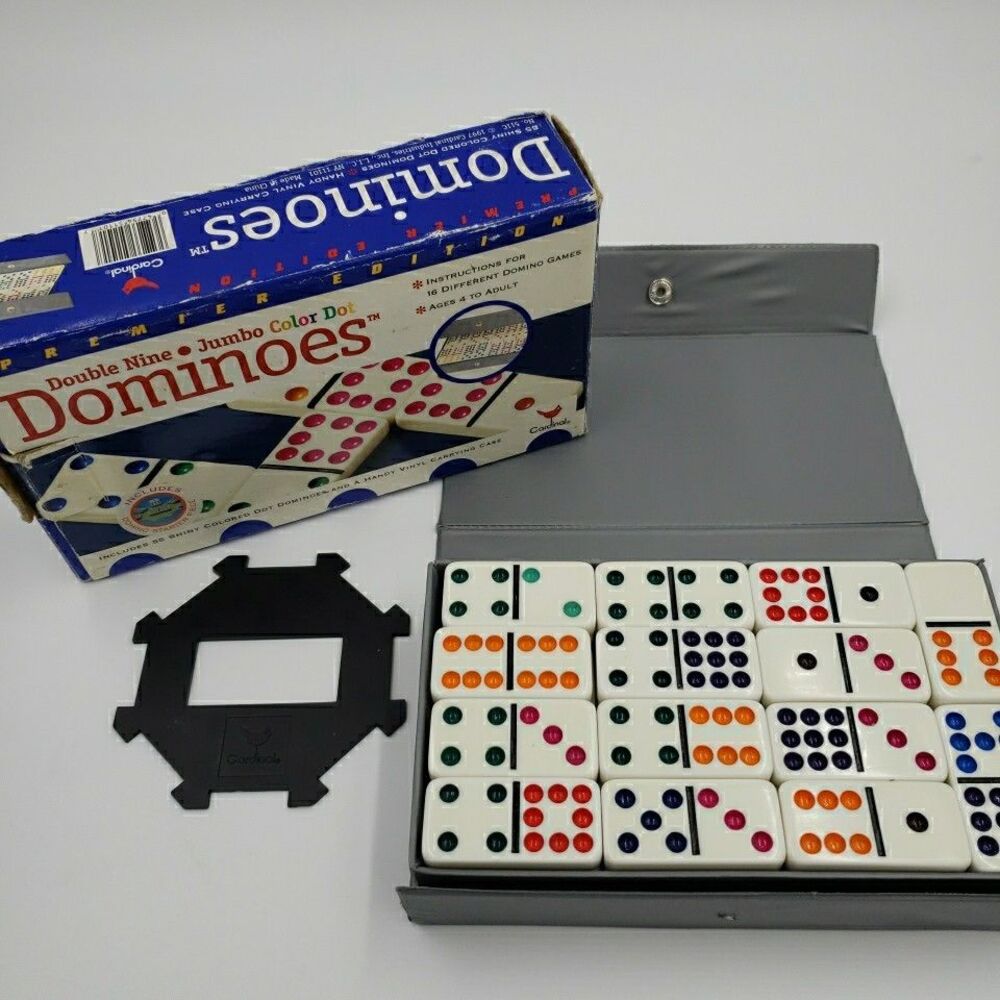 Cardinal Premier Edition Dominoes Double Nine Jumbo Color Dot Vinyl Case Starter